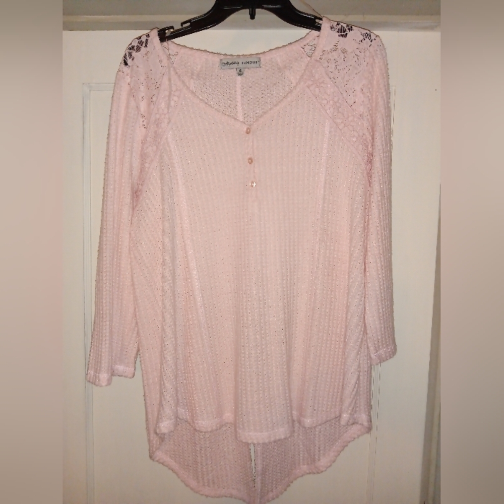 Women's Pink Top with Lace Detail
